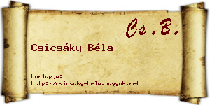Csicsáky Béla névjegykártya